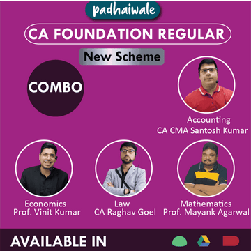 CA Foundation All Subjects Combo Regular Batch New Scheme by CA CMA Santosh Kumar, Prof. Vinit Kumar, CA Raghav Goel, and Prof. Mayank Agarwal
