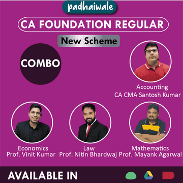 CA Foundation All Subjects Combo Regular Batch New Scheme by CA CMA Santosh Kumar, Prof. Vinit Kumar, Prof. Nitin Bhardwaj, and Prof. Mayank Agarwal