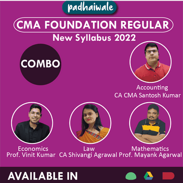 CMA Foundation All Subjects Combo Regular Batch by CA CMA Santosh Kumar, Prof Vinit Kumar, Prof Mayank Agarwal, and CA Shivangi Agrawal