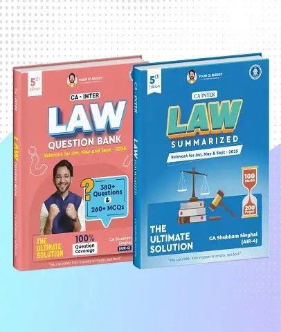 CA Inter Law Summary Notes, Question Bank and MCQ Booklet Combo By CA Shubham Singhal