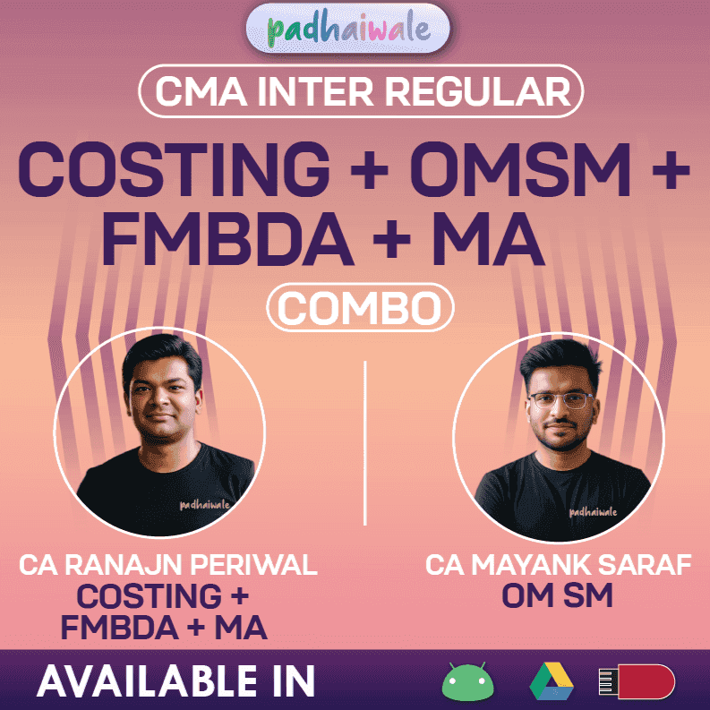 CMA Inter Costing + OM SM + FM DA + MA Combo Regular Batch by CA Ranjan Periwal and CA Mayank Saraf