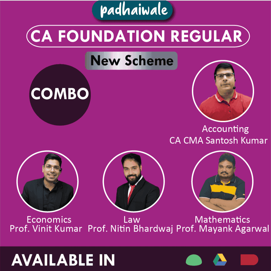 CA Foundation All Subjects Combo Regular Batch New Scheme by CA CMA Santosh Kumar, Prof. Vinit Kumar, Prof. Nitin Bhardwaj, and Prof. Mayank Agarwal