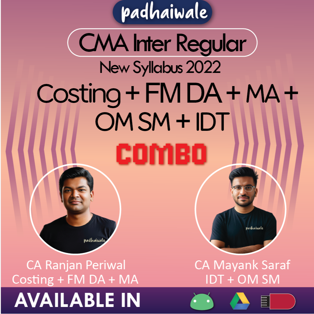 CMA Inter Costing + FM DA + MA + OM SM + IDT Combo New Syllabus Ranjan Periwal Mayank Saraf