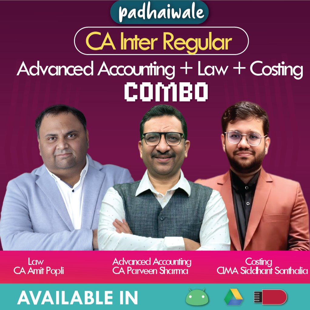 CA Inter Advanced Accounting + Law + Costing Combo Live New Scheme Parveen Sharma Amit Popli Siddhant Sonthalia